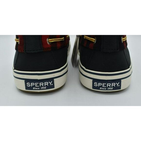 Sperry Mens Size 10 Bahama Black Red Checkered Waterproof Storm Boots STS23092 - Picture 9 of 11